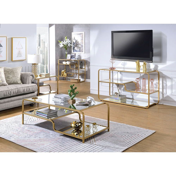 ACME Astrid Gold & Mirror Coffee Table Model 81090 - MONAVILLA