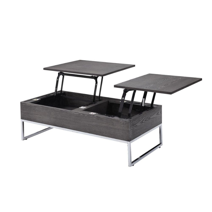 ACME Iban Gray Oak & Chrome Coffee Table Model 81170 - MONAVILLA