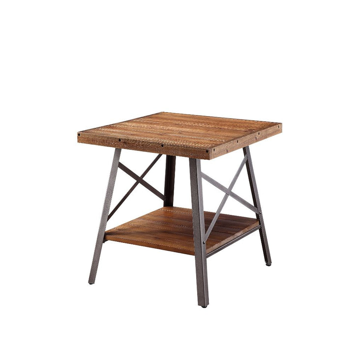 ACME Ikram Weathered Oak & Sandy Black Accent Table Model 81177 - MONAVILLA