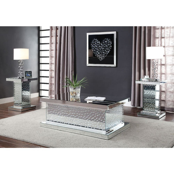 ACME Nysa Mirrored & Faux Crystals Coffee Table Model 81410 - MONAVILLA