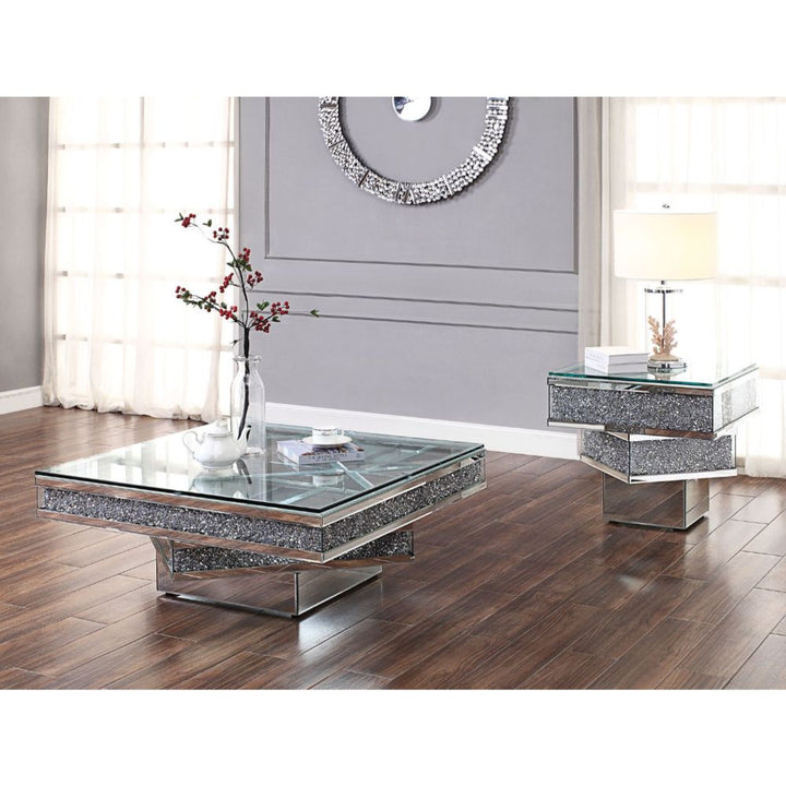 ACME Noralie Mirrored & Faux Diamonds Coffee Table Model 81465 - MONAVILLA