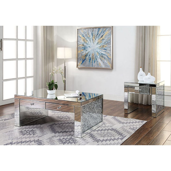 ACME Noralie Mirrored & Faux Diamonds Coffee Table Model 81475 - MONAVILLA