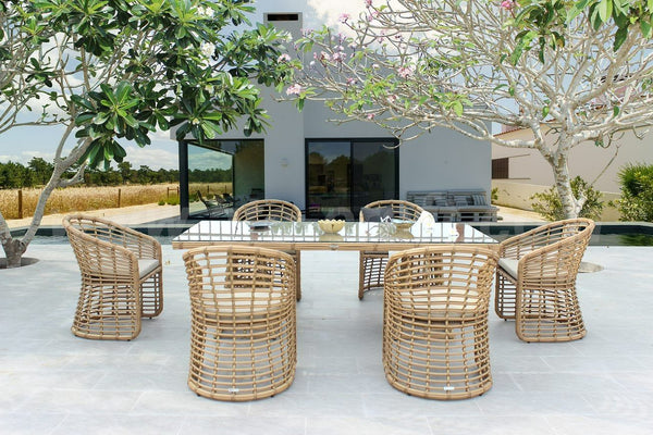 Renava Mina Outdoor Bamboo Wicker Dining Set - MONAVILLA