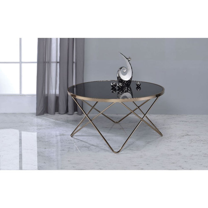 ACME Valora Champagne & Black Glass Coffee Table Model 81830 - MONAVILLA