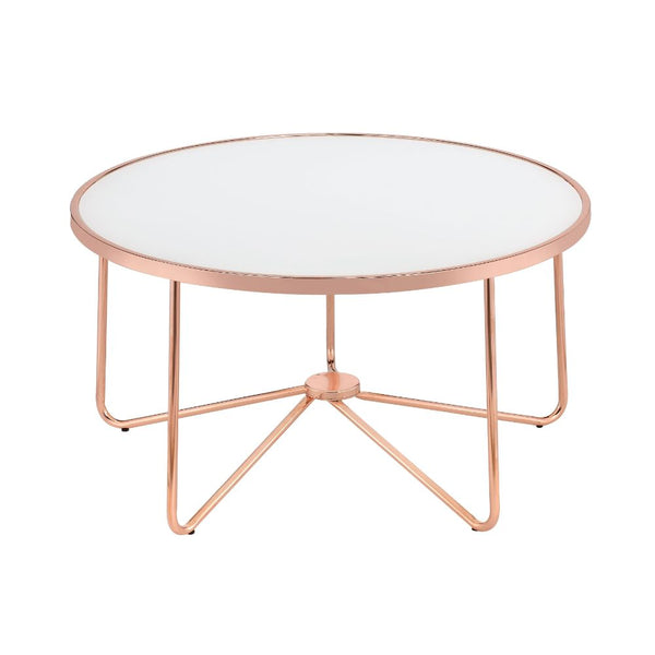 ACME Alivia Rose Gold & Frosted Glass Coffee Table Model 81835 - MONAVILLA