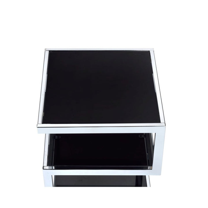 ACME Alyea Chrome & Black Glass Accent Table Model 81848 - MONAVILLA