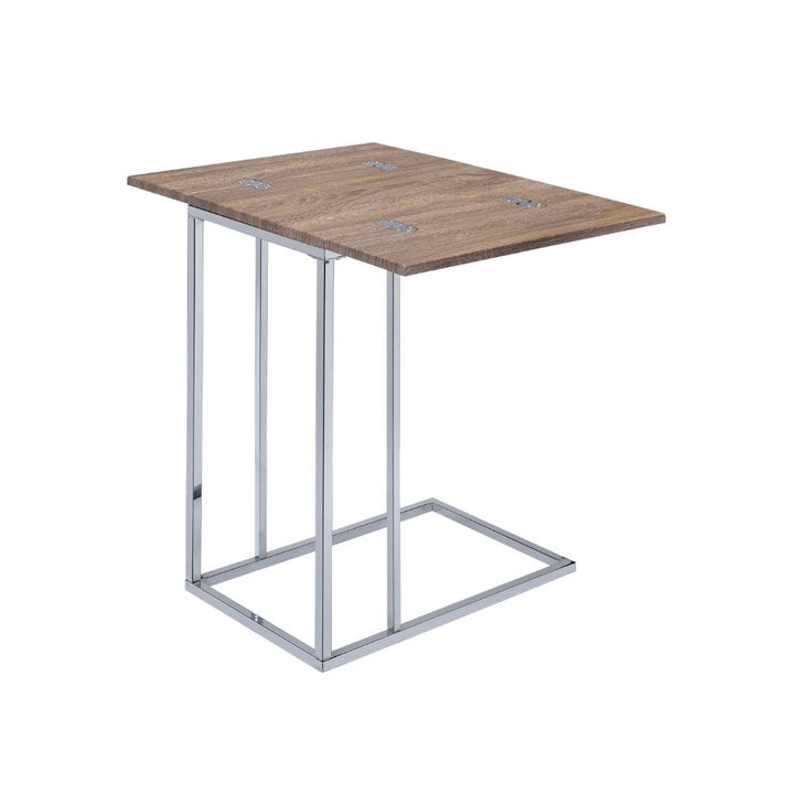 ACME Danson Weathered Oak & Chrome Accent Table Model 81849 - MONAVILLA