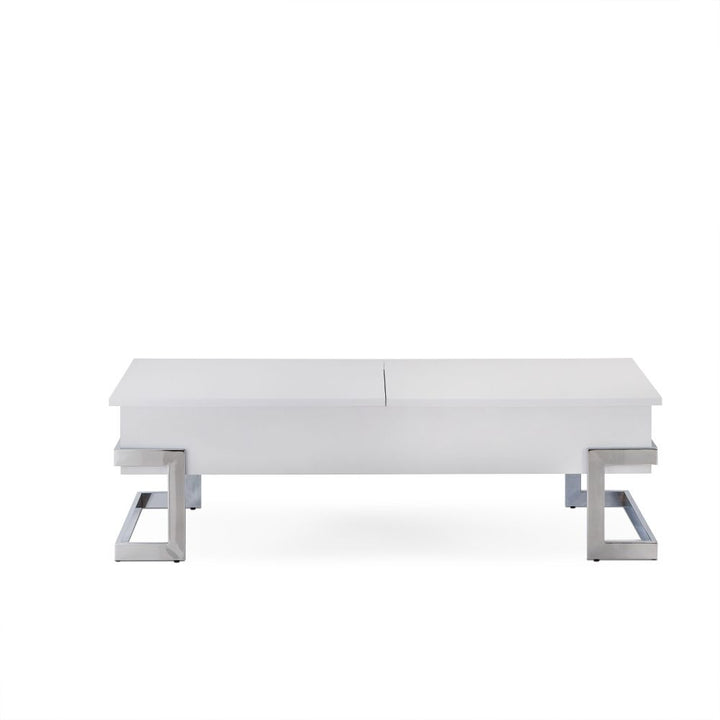 ACME Calnan White & Chrome Coffee Table Model 81850 - MONAVILLA