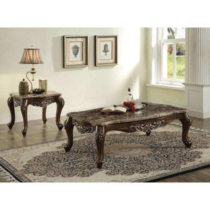 ACME Latisha Marble & Antique Oak Coffee Table Model 82145 - MONAVILLA