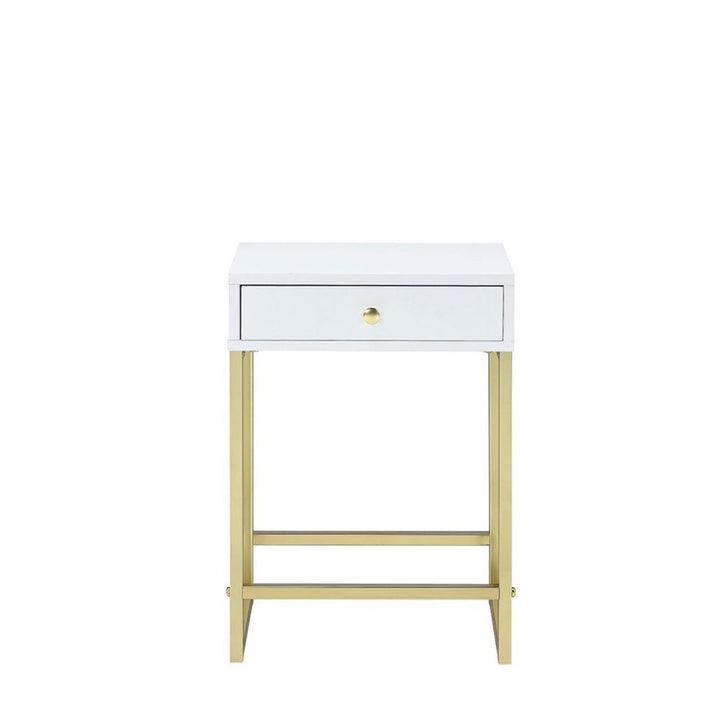 ACME Coleen White & Brass Accent Table Model 82298 - MONAVILLA