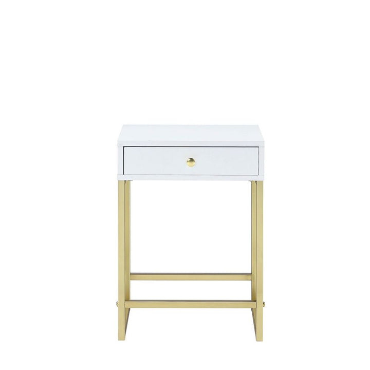 ACME Coleen White & Brass Accent Table Model 82298 - MONAVILLA