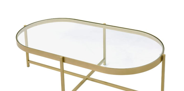 ACME Charrot Clear Glass & Gold Finish Coffee Table Model 82305 - MONAVILLA