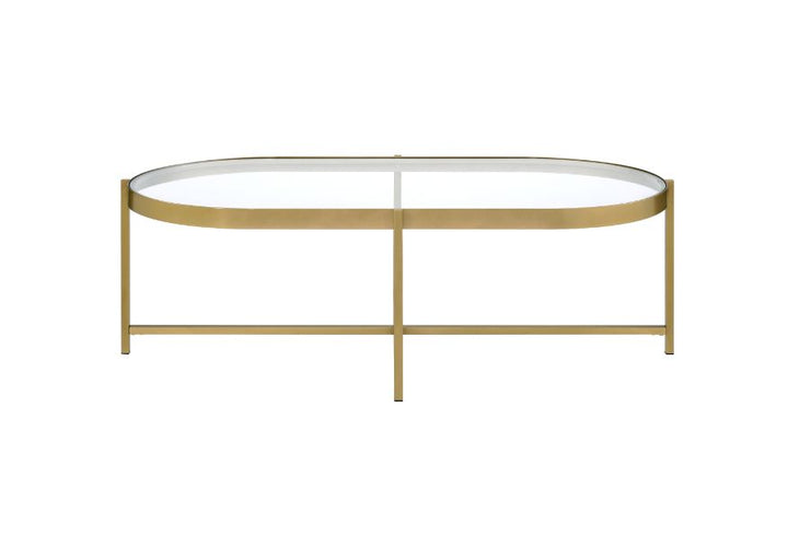 ACME Charrot Clear Glass & Gold Finish Coffee Table Model 82305 - MONAVILLA