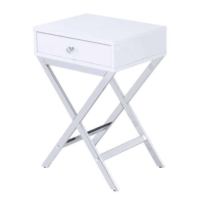 ACME Coleen White & Chrome Accent Table Model 82696 - MONAVILLA