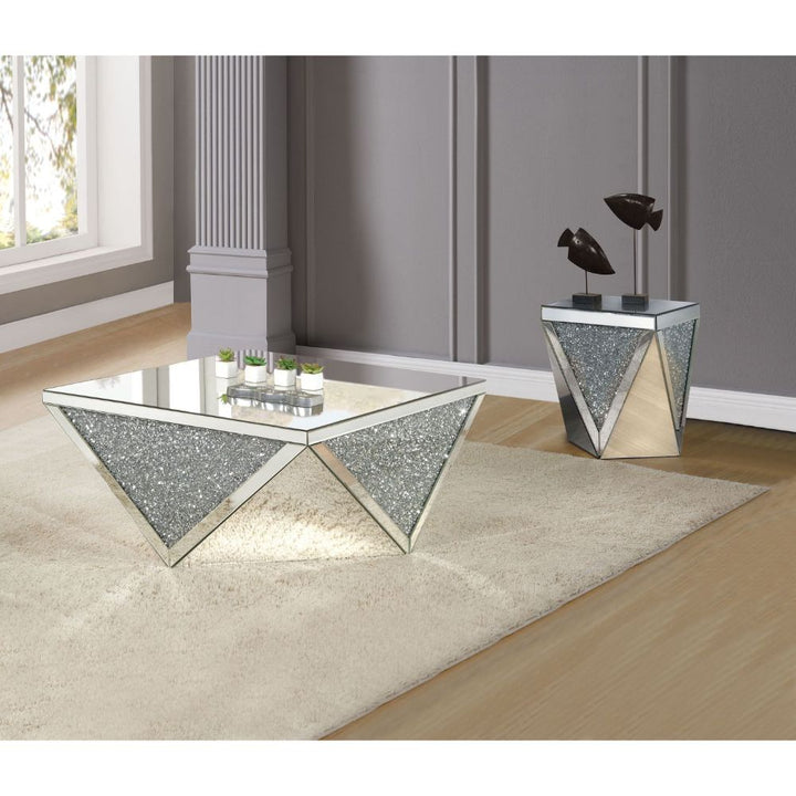 ACME Noralie Mirrored & Faux Diamonds Coffee Table Model 82770 - MONAVILLA