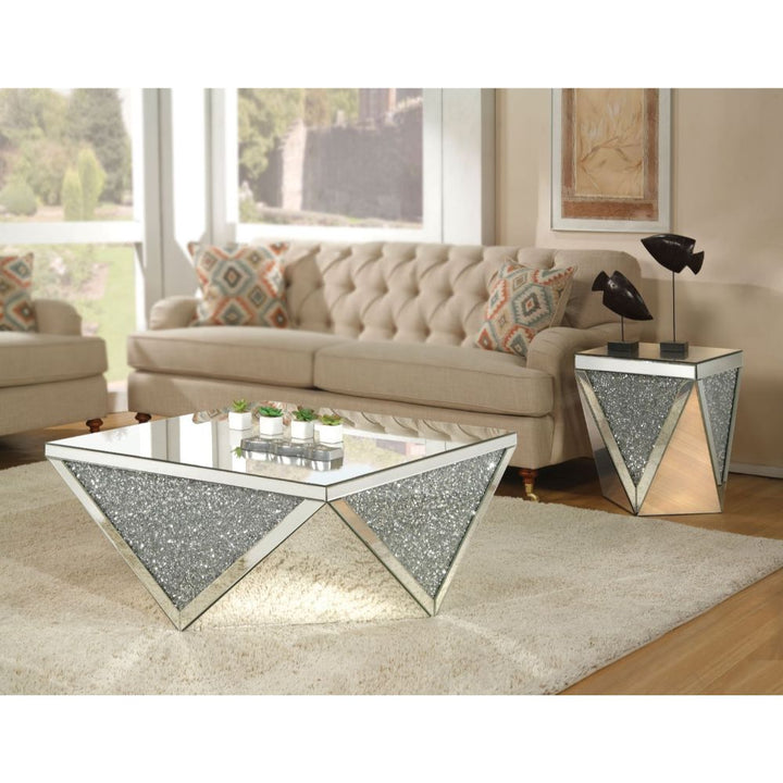 ACME Noralie Mirrored & Faux Diamonds Coffee Table Model 82770 - MONAVILLA