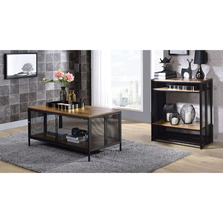 ACME Winam Antique Oak & Black Coffee Table Model 82780 - MONAVILLA