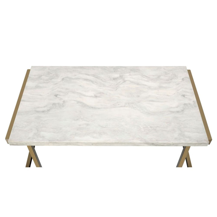 ACME Boice II Faux Marble & Champagne Accent Table Model 82873 - MONAVILLA