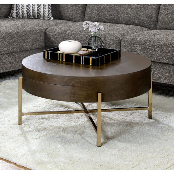 ACME Weyton Dark Oak & Champagne Coffee Table Model 82955 - MONAVILLA