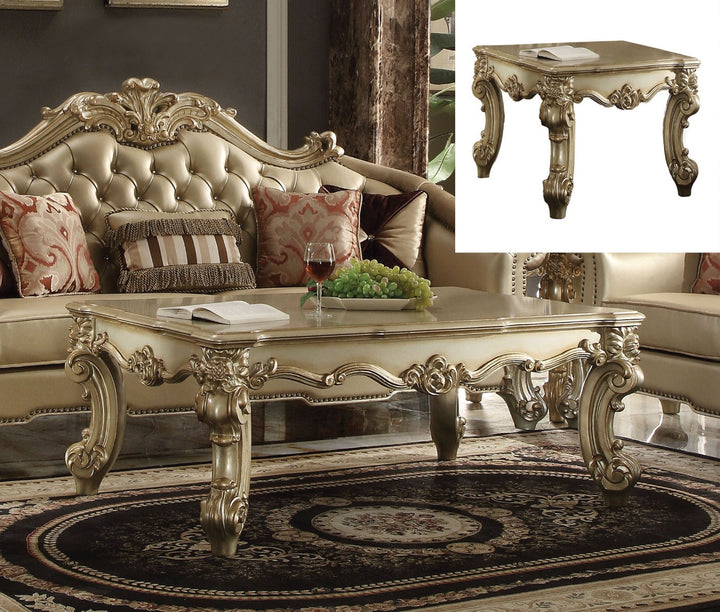 ACME Vendome II Gold Patina & Bone Coffee Table Model 83120 - MONAVILLA