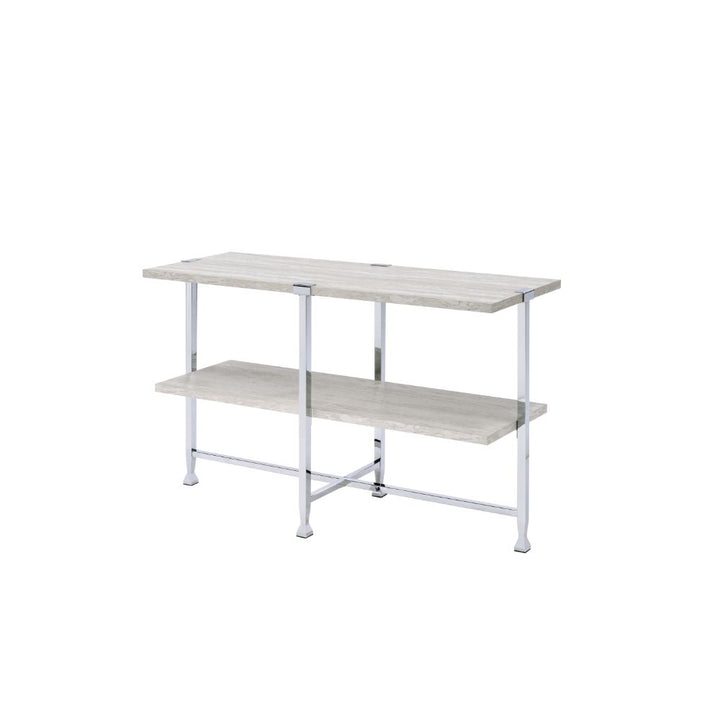 ACME Brecon White Oak & Chrome Accent Table Model 83213 - MONAVILLA