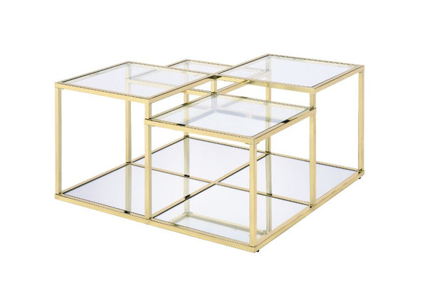 ACME Uchenna Clear Glass & Gold Finish Coffee Table Model 83470 - MONAVILLA