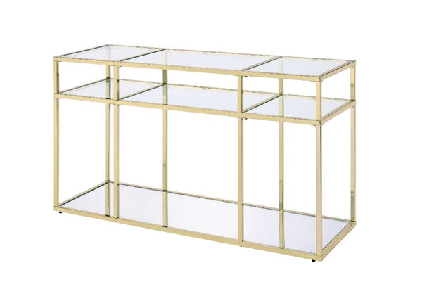 ACME Uchenna Clear Glass & Gold Finish Accent Table Model 83473 - MONAVILLA