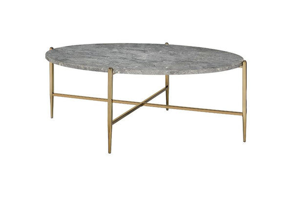 ACME Tainte Faux Marble & Champagne Finish Coffee Table Model 83475 - MONAVILLA