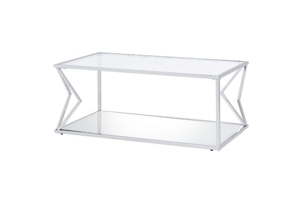 ACME Virtue Clear Glass & Chrome Finish Coffee Table Model 83480 - MONAVILLA