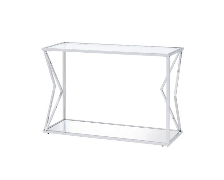 ACME Virtue Clear Glass & Chrome Finish Accent Table Model 83484 - MONAVILLA