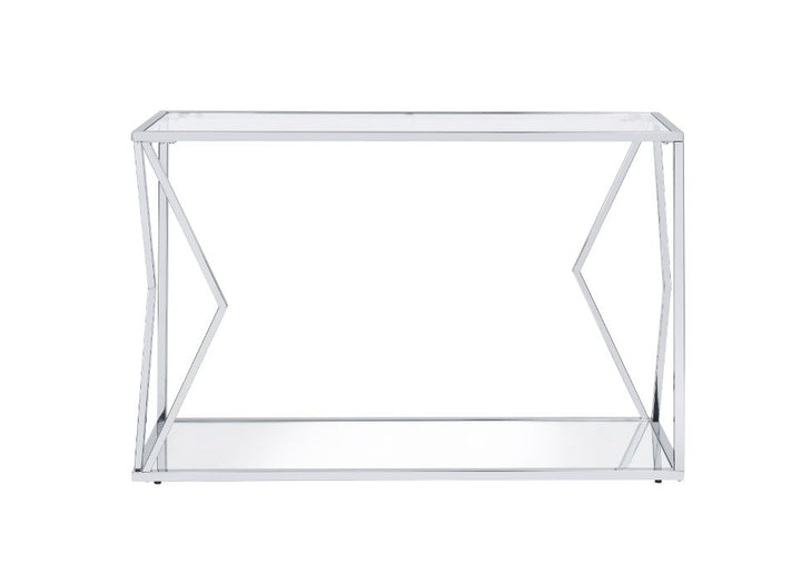 ACME Virtue Clear Glass & Chrome Finish Accent Table Model 83484 - MONAVILLA