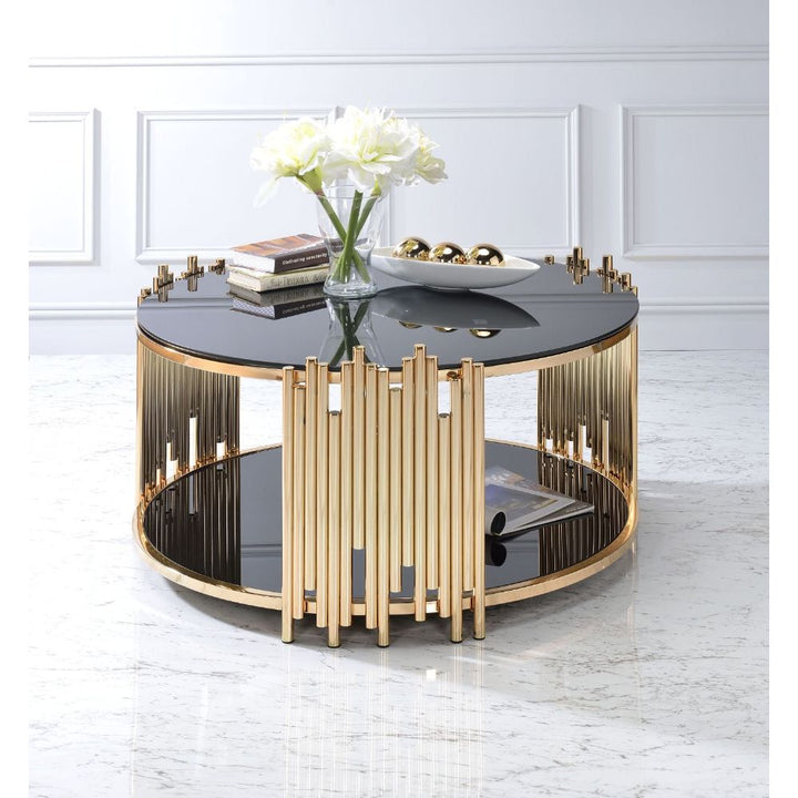 ACME Tanquin Gold & Black Glass Coffee Table Model 84490 - MONAVILLA