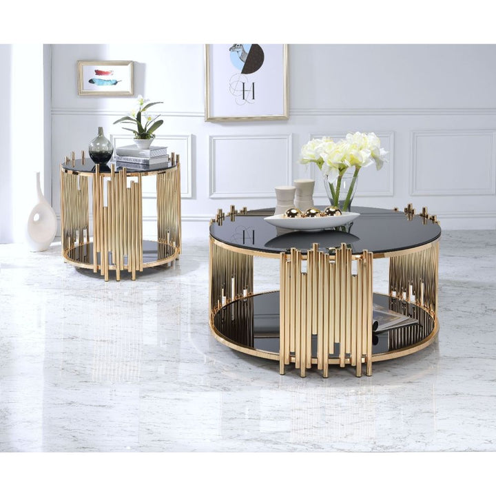 ACME Tanquin Gold & Black Glass Coffee Table Model 84490 - MONAVILLA