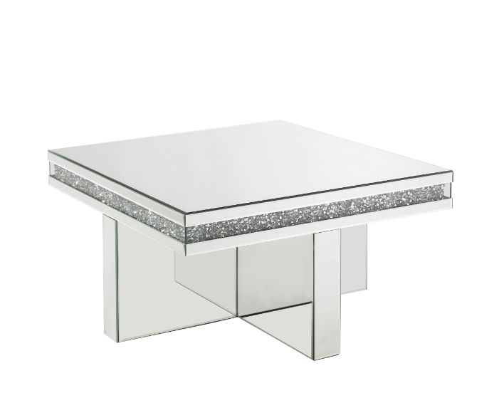 ACME Noralie Mirrored & Faux Diamonds Coffee Table Model 84695 - MONAVILLA