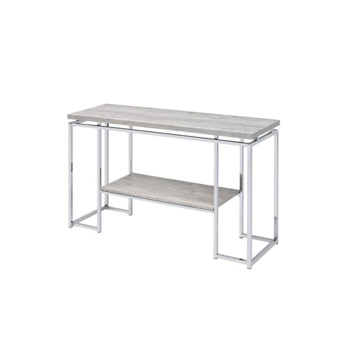 ACME Chafik Natural Oak & Chrome Accent Table Model 85373 - MONAVILLA