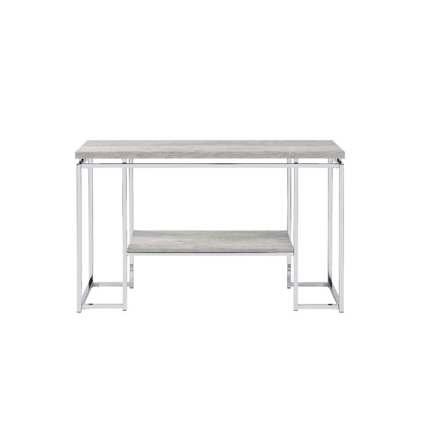 ACME Chafik Natural Oak & Chrome Accent Table Model 85373 - MONAVILLA