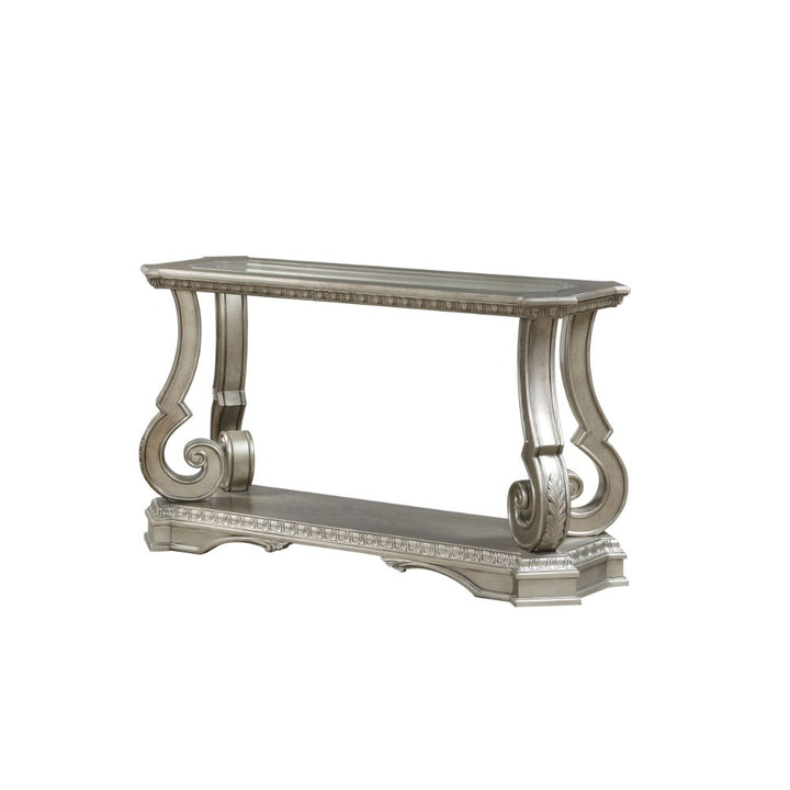 ACME Northville Antique Silver & Clear Glass Accent Table Model 86933 - MONAVILLA