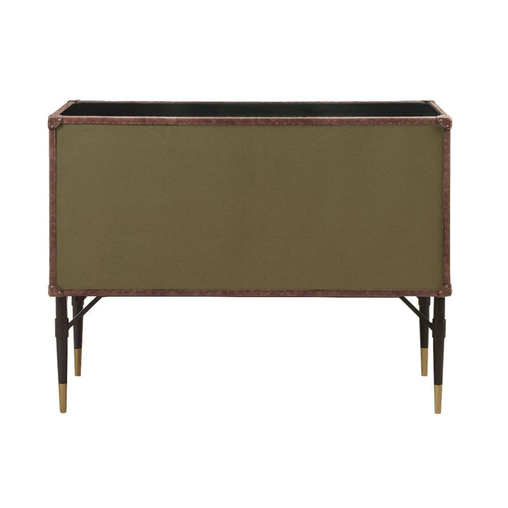 ACME Brancaster Top Grain Leather & Aluminum Accent Table Model 90030 - MONAVILLA