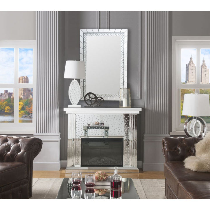 ACME Nysa Mirrored & Faux Crystals Fireplace Model 90204 - MONAVILLA