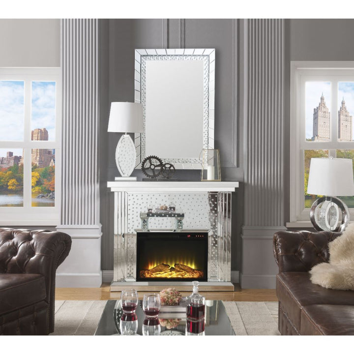 ACME Nysa Mirrored & Faux Crystals Fireplace Model 90204 - MONAVILLA