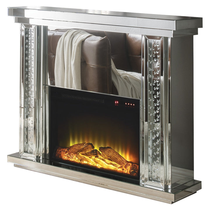 ACME Nysa Mirrored & Faux Crystals Fireplace Model 90254 - MONAVILLA