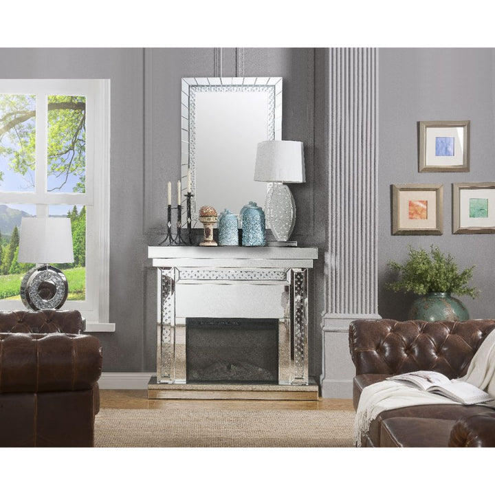 ACME Nysa Mirrored & Faux Crystals Fireplace Model 90272 - MONAVILLA