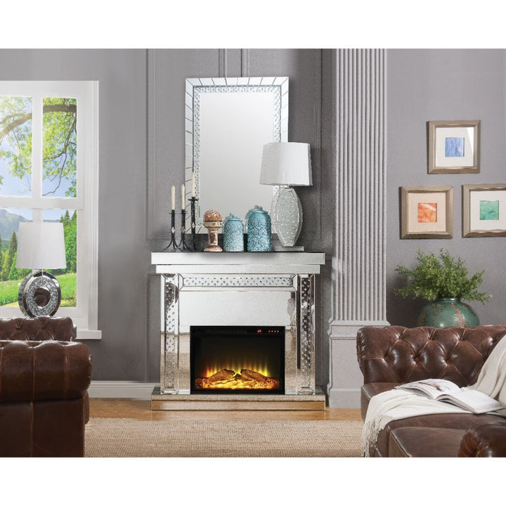 ACME Nysa Mirrored & Faux Crystals Fireplace Model 90272 - MONAVILLA