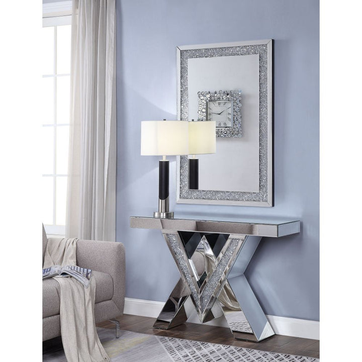 ACME Noralie Mirrored & Faux Diamonds Accent Table Model 90444 - MONAVILLA