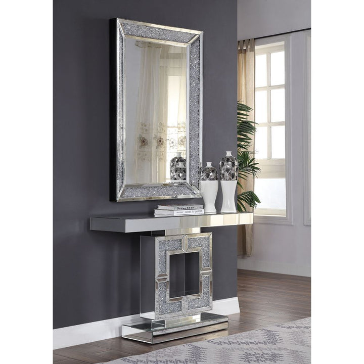 ACME Noralie Mirrored & Faux Diamonds Accent Table Model 90450 - MONAVILLA