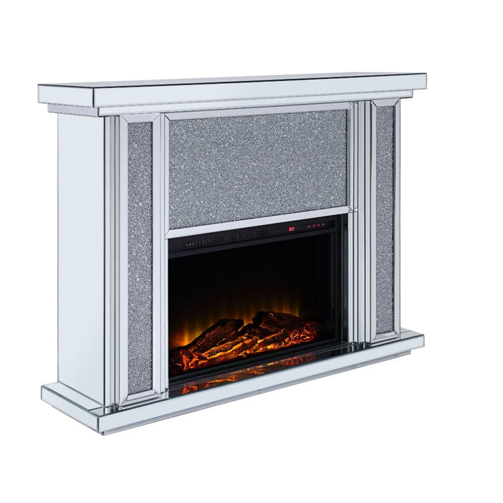 ACME Nowles Mirrored & Faux Stones Fireplace Model 90457 - MONAVILLA