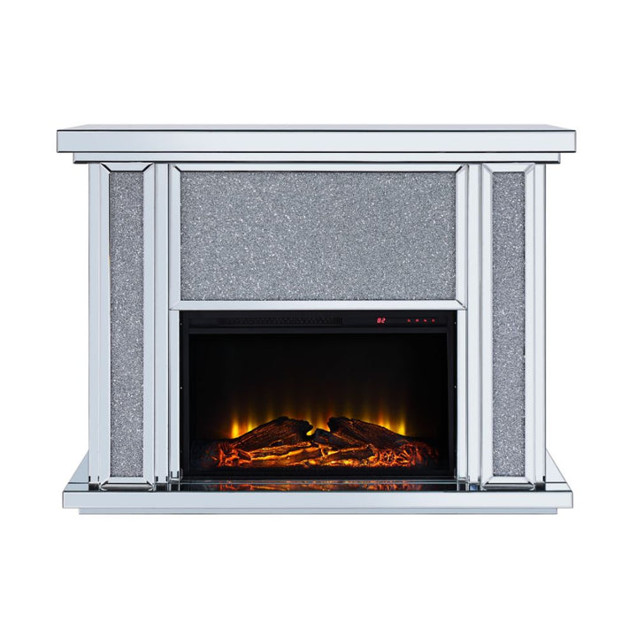 ACME Nowles Mirrored & Faux Stones Fireplace Model 90457 - MONAVILLA