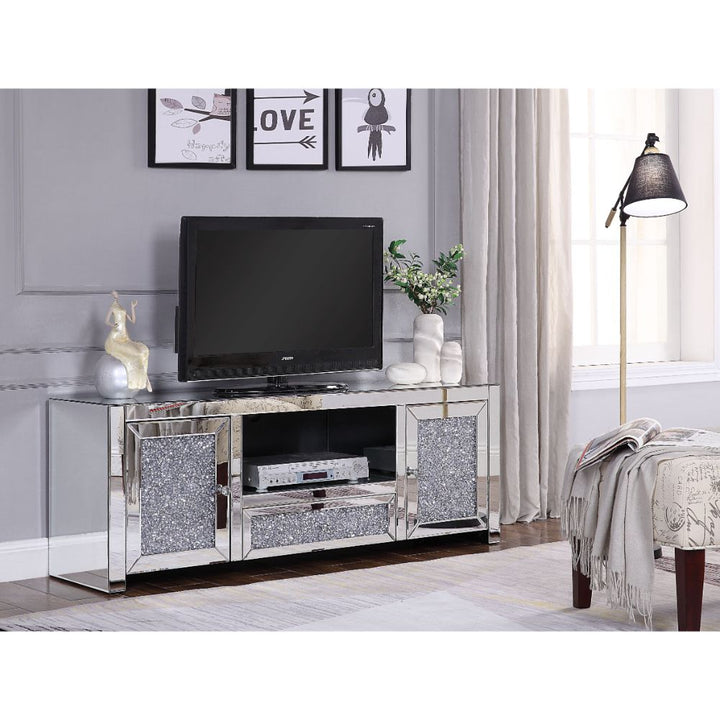 ACME Noralie Mirrored & Faux Diamonds TV Stand Model 91450 - MONAVILLA