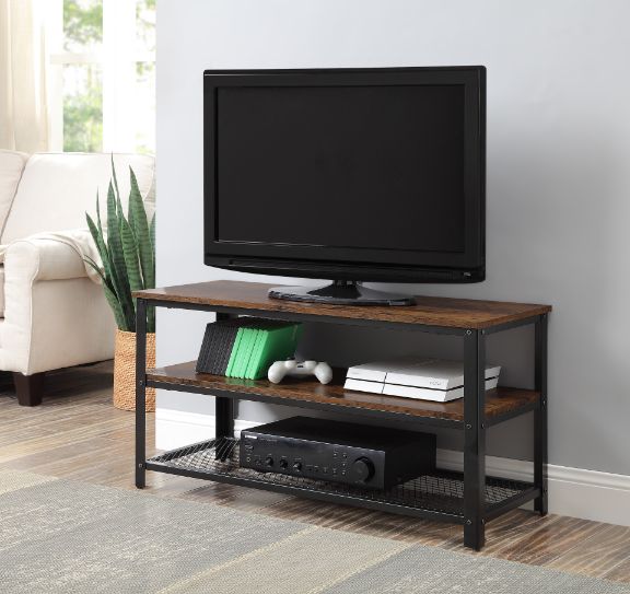 ACME Taurus Rustic Oak & Black Finish TV Stand Model 91600 - MONAVILLA