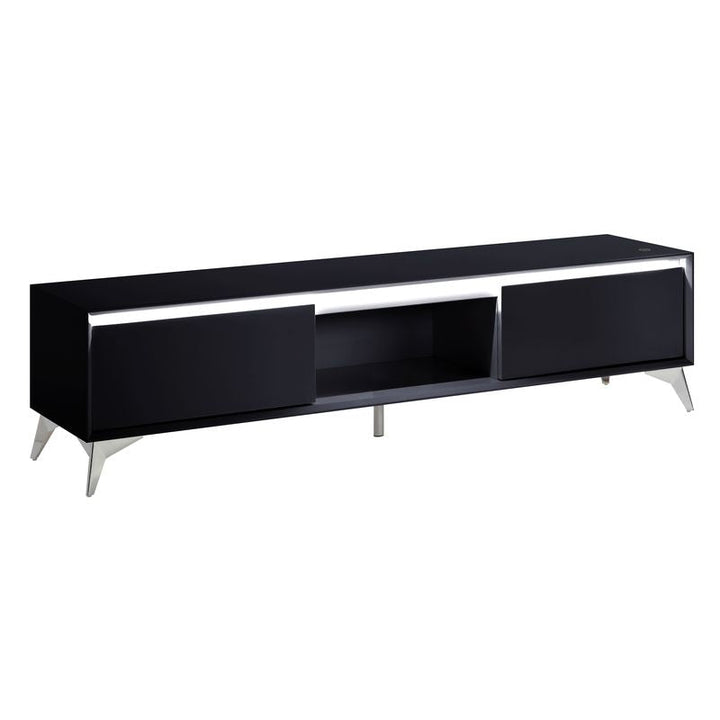 ACME Raceloma LED, Black & Chrome Finish TV Stand Model 91994 - MONAVILLA